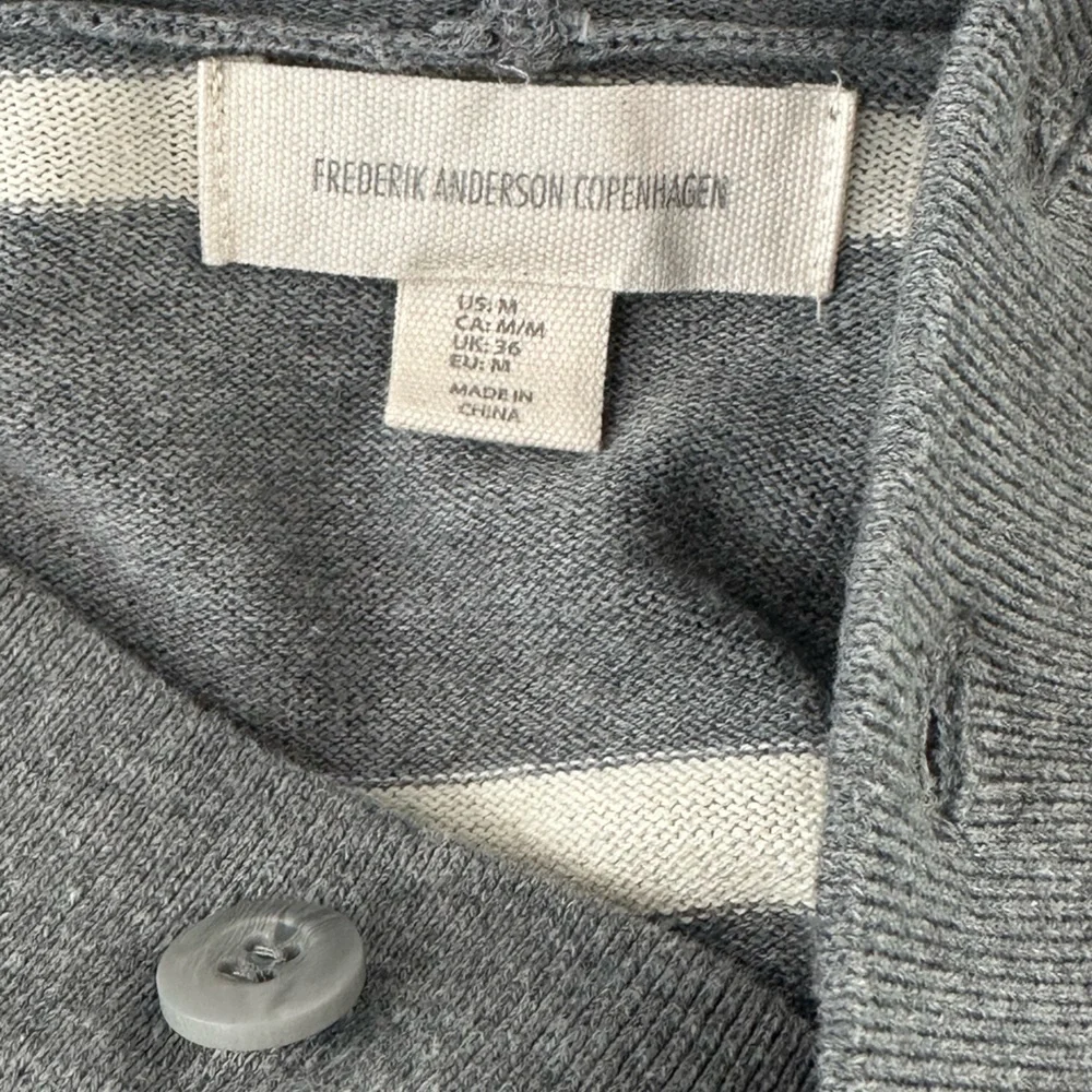 Frederik Anderson Copenhagen Men’s Grey Striped Cotton Nautical Button Sweater M